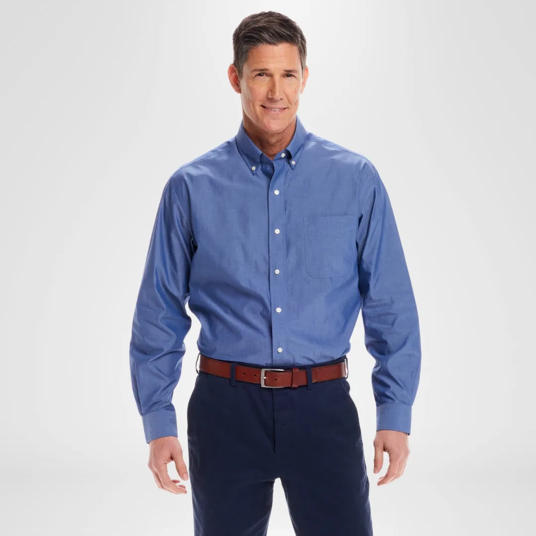 Long Sleeve Blue Chambray Shirt with Magnetic Closures