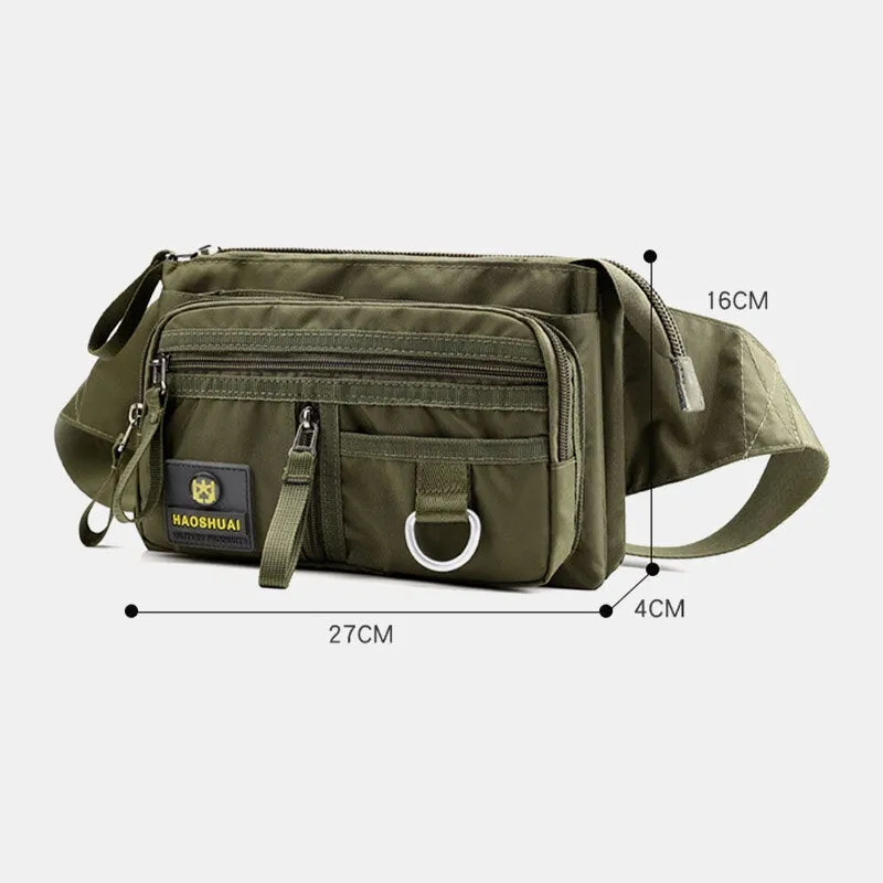 Men Nylon Multi-layer Large Capacity Chest Bag Multi-pocket Anti-theft Waist Bag Crossbody Shoulder