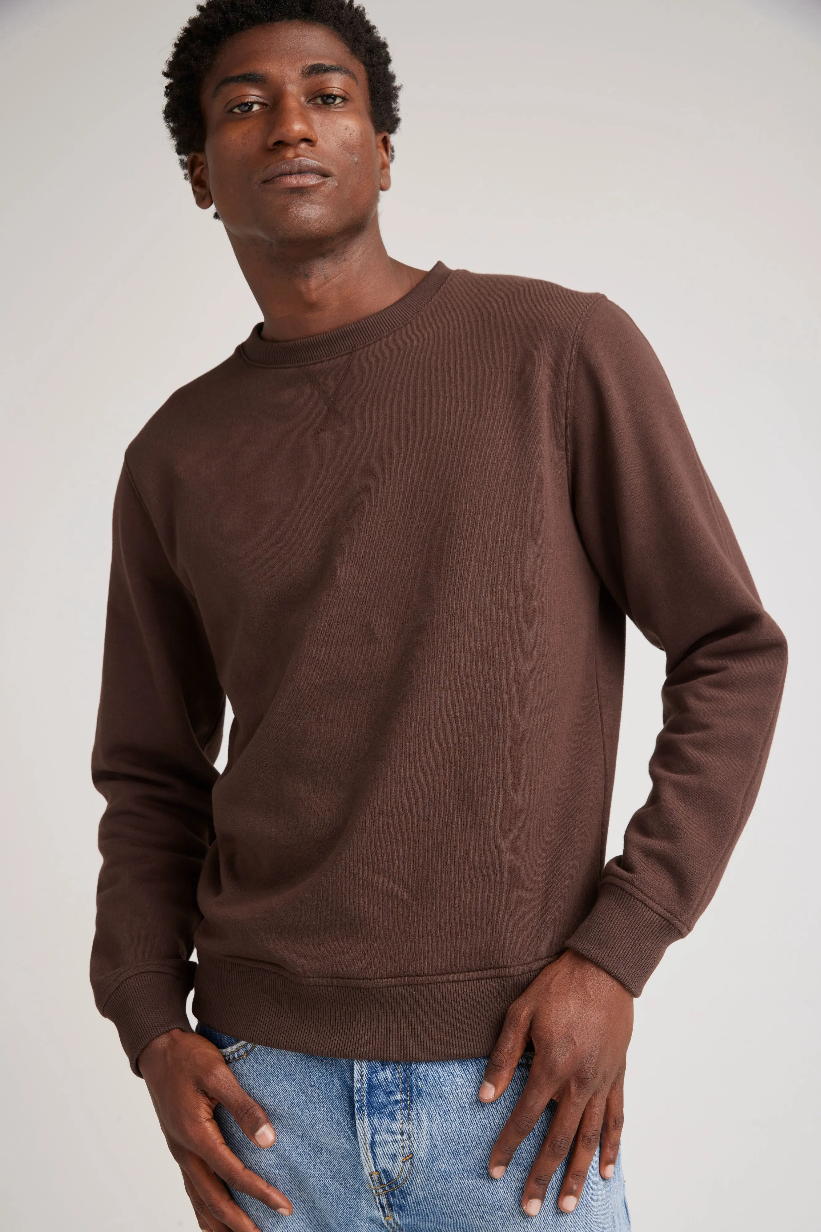 Men's Recycled Fleece Sweatshirt - Dark Oak