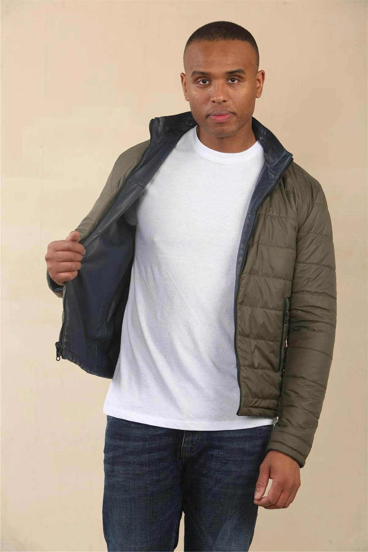 Men's Reversible Quilted Leather Jacket