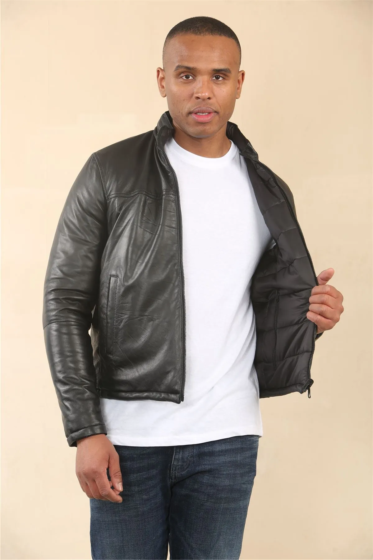 Men's Reversible Quilted Leather Jacket