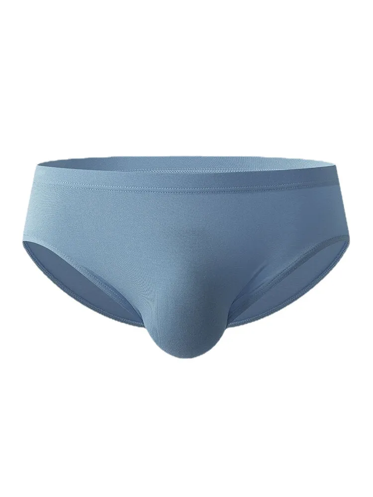 Mens Solid Color Underwear Cozy Low Waist Briefs