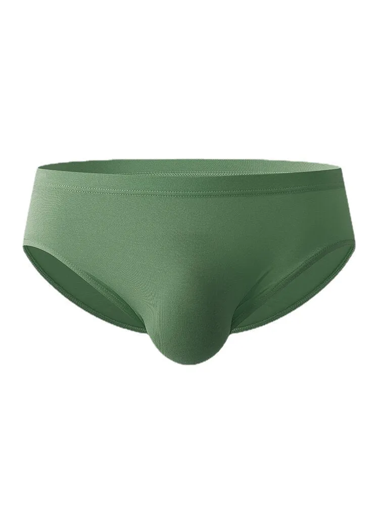 Mens Solid Color Underwear Cozy Low Waist Briefs