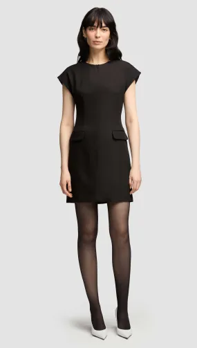 Mini Tailored Dress in Viscose Wool Twill | Black