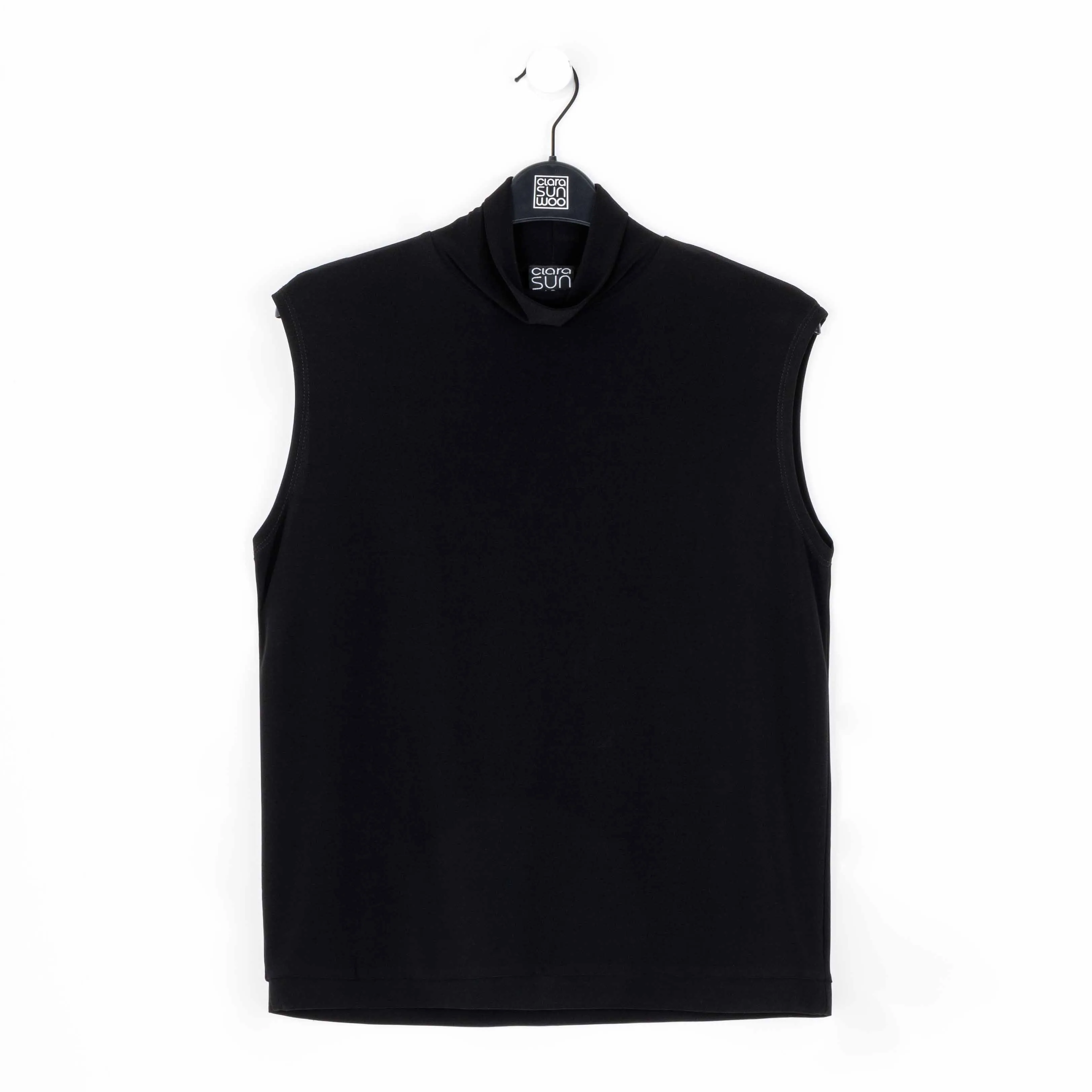 Mock Neck Box Tank - Black