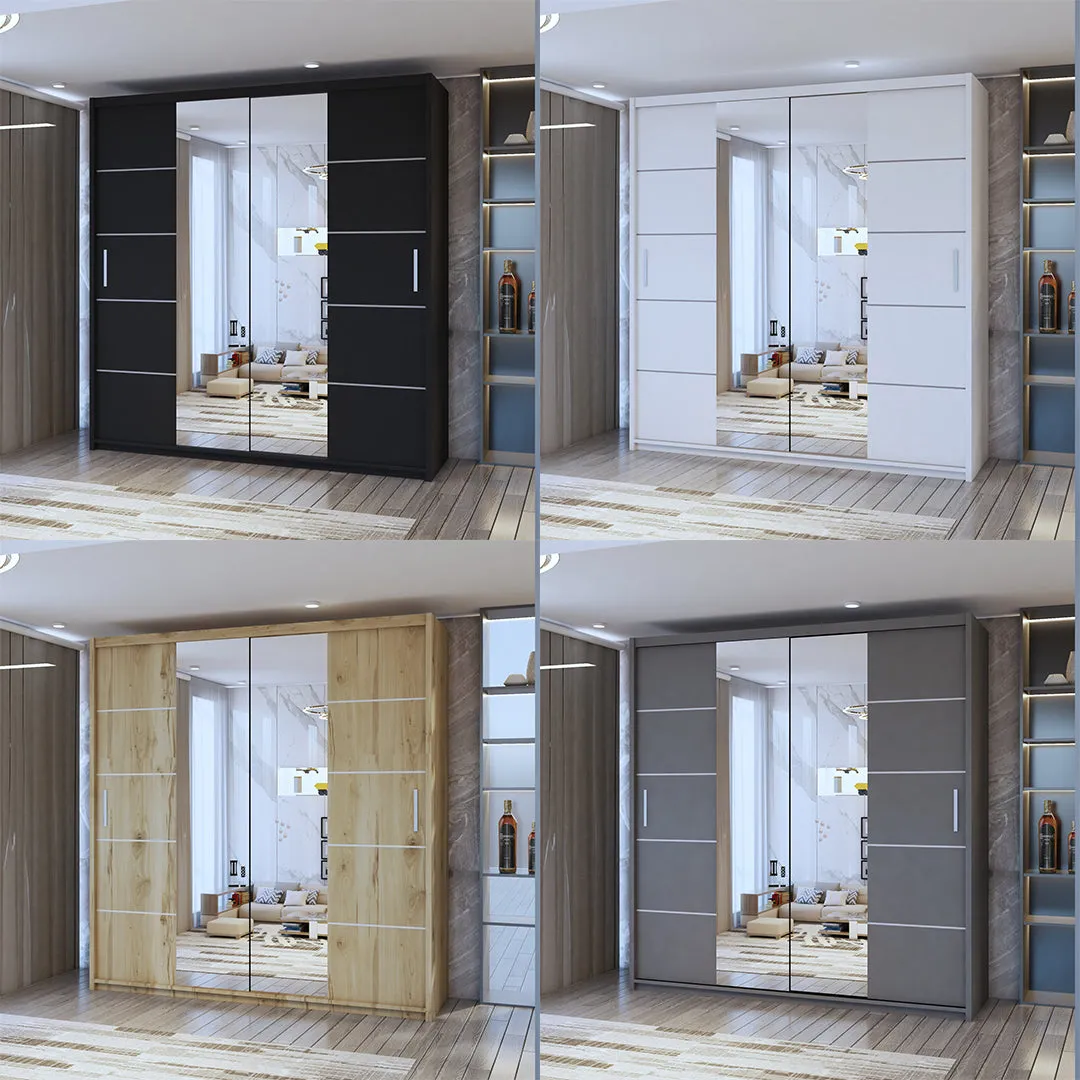 Modern Albany Double Door Sliding Wardrobe Center Mirror