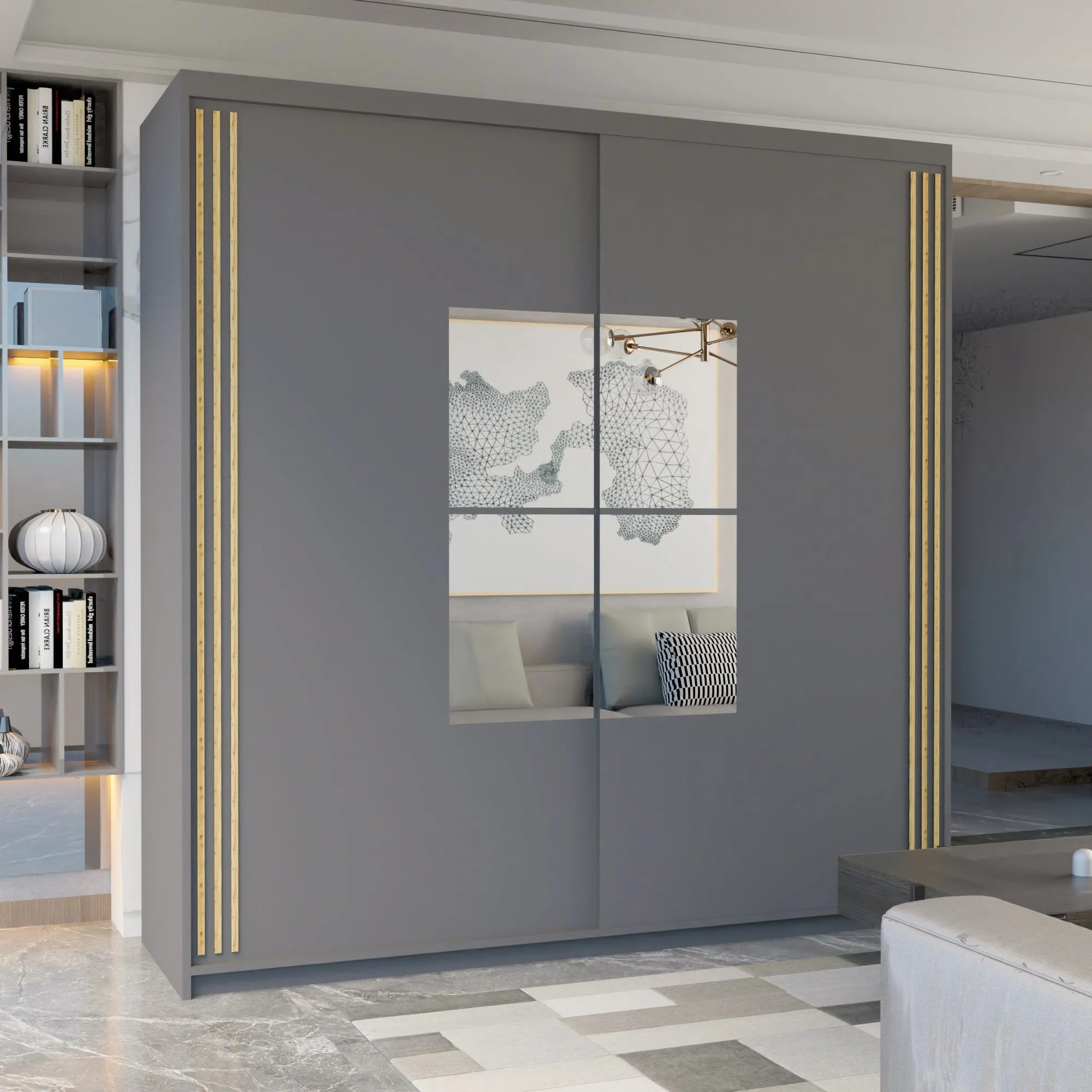 Modern Aruba Double door sliding wardrobe 150/203cm