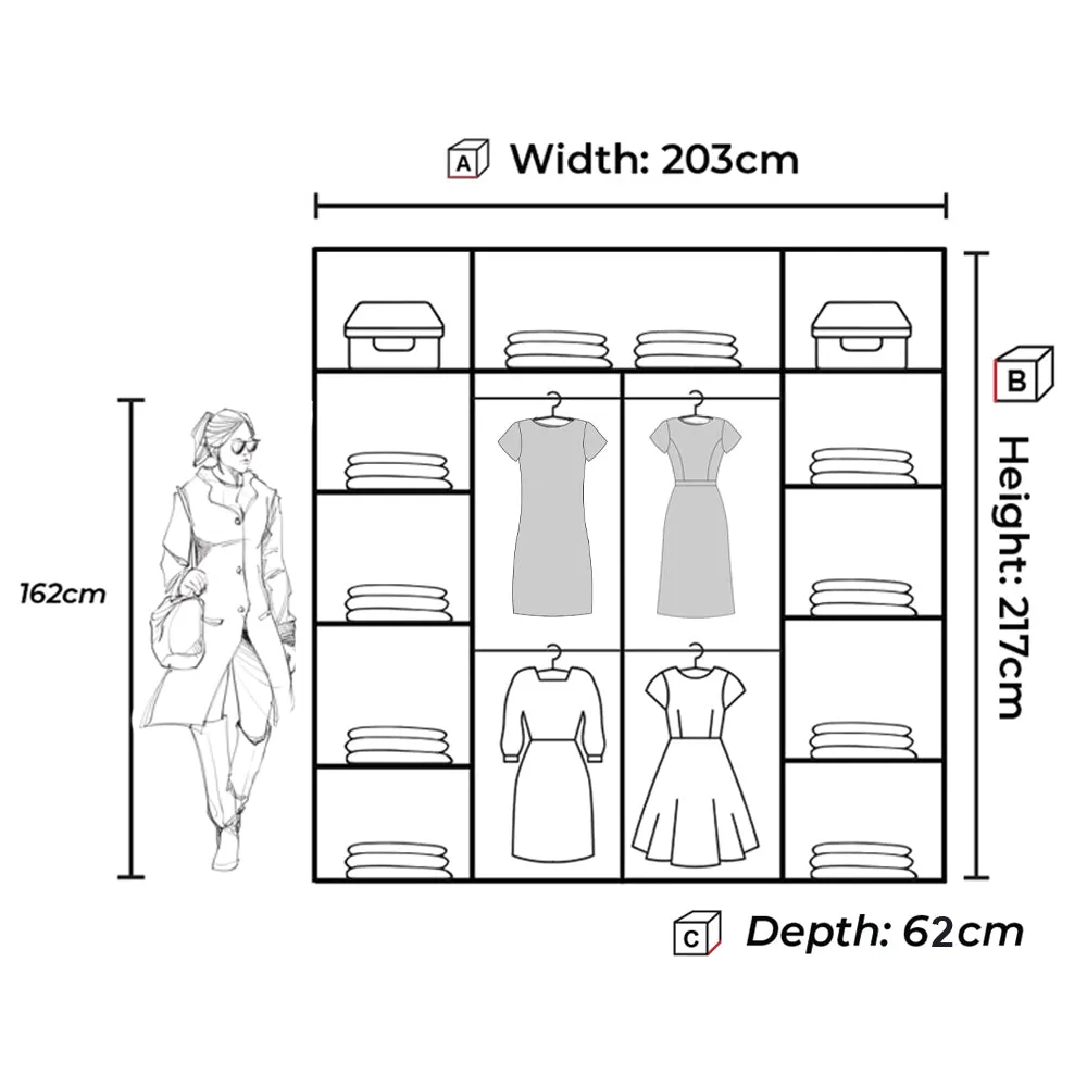 Modern Aruba Double door sliding wardrobe 150/203cm