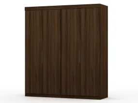 Mulberry 2 Sectional Modern Wardrobe Closet with 4 Drawers - Set of 2 in Brown