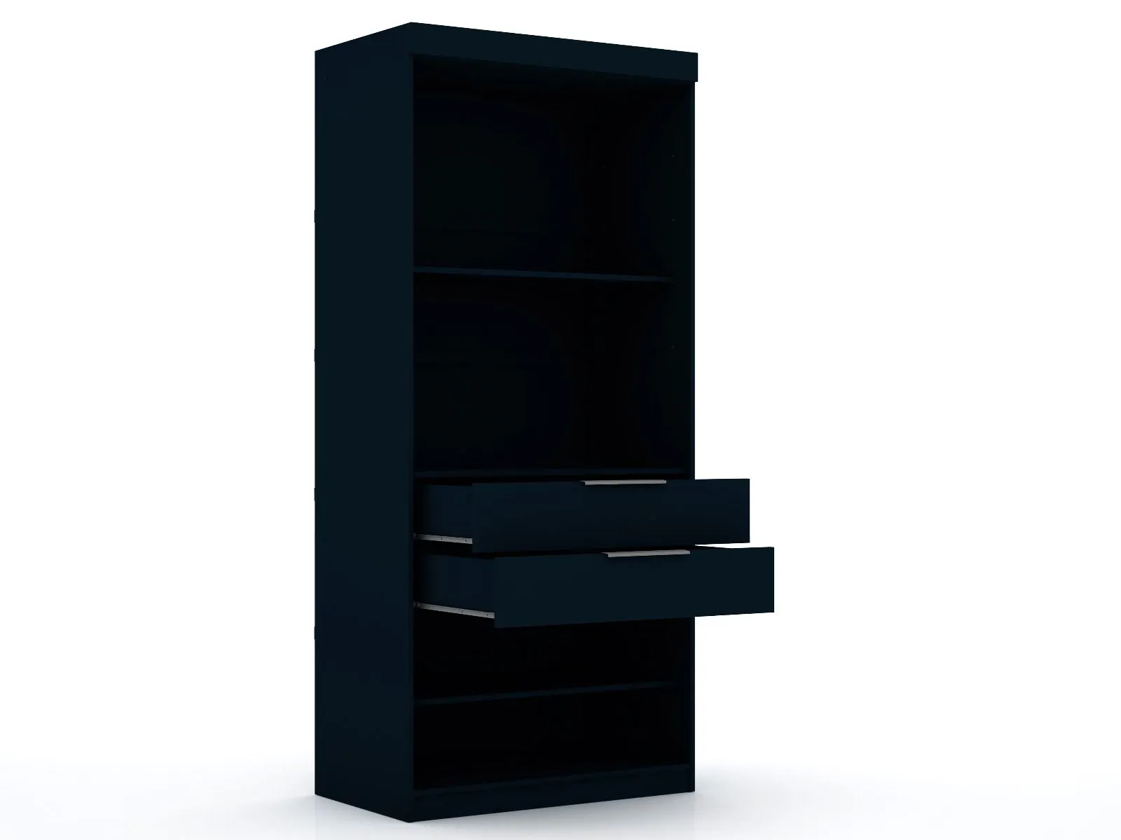 Mulberry 3.0 Sectional Modern Corner Wardrobe Closet with 2 Drawers - Set of 2 in Tatiana Midnight Blue