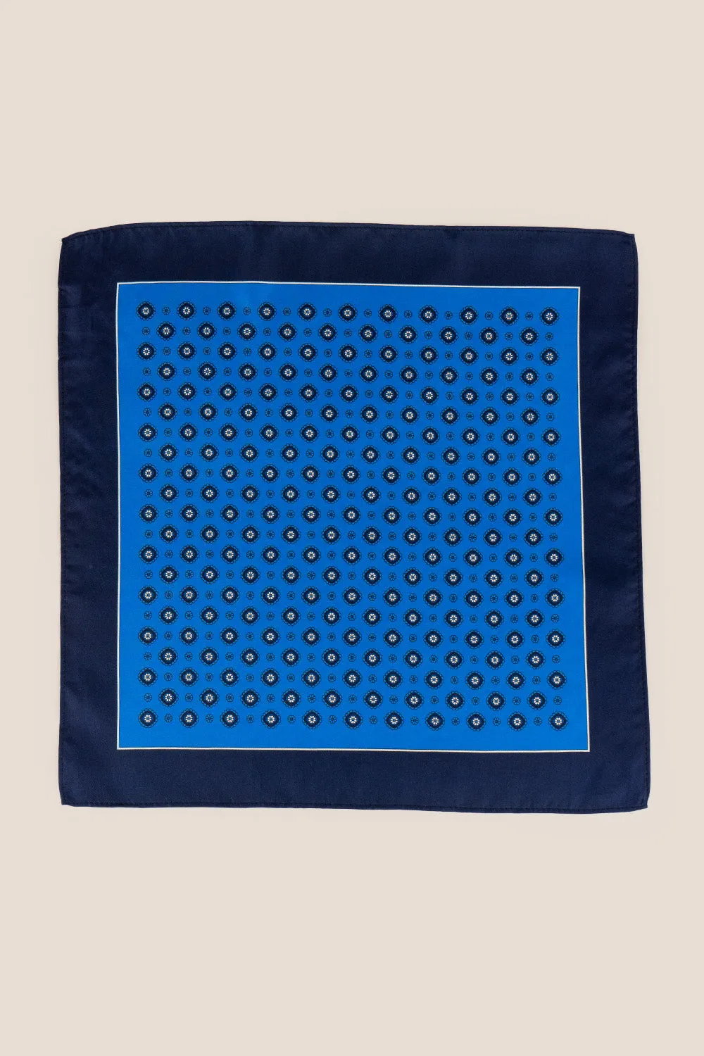 Navy Geometric Pattern Silk Handkerchief