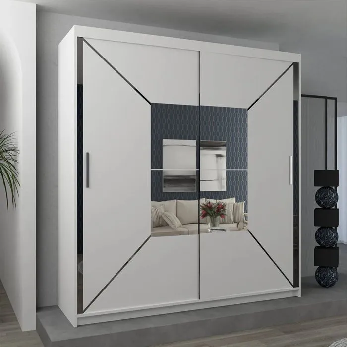 Nicole Sliding Wardrobe - Stylish Storage Solution in Black, White, and Grey