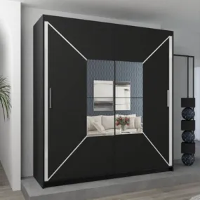 Nicole Sliding Wardrobe - Stylish Storage Solution in Black, White, and Grey