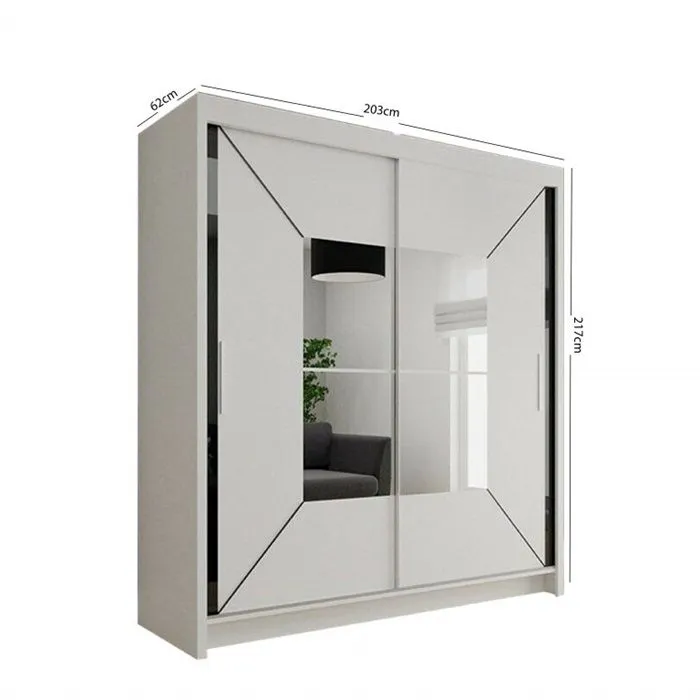 Nicole Sliding Wardrobe - Stylish Storage Solution in Black, White, and Grey