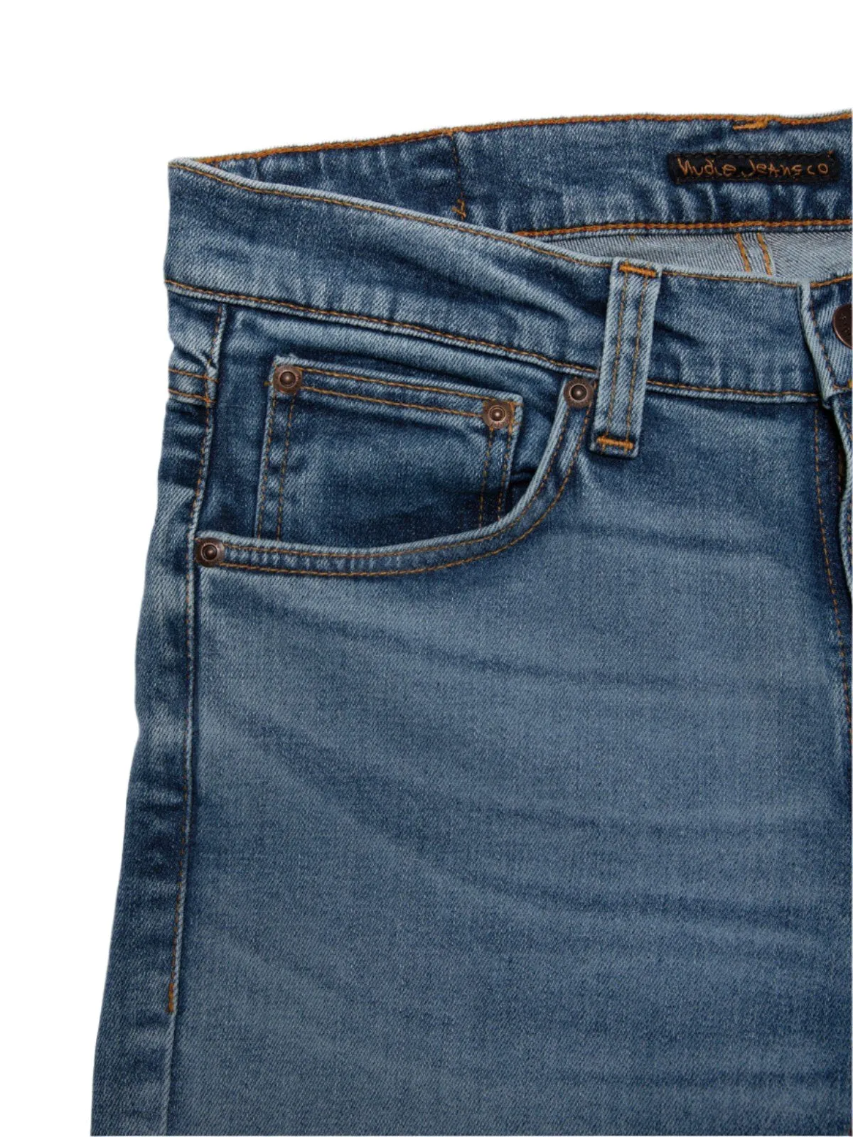 Nudie Jeans Lean Dean Jeans: LOST ORANGE (Medium Blue)