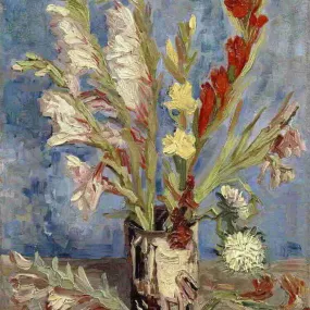 Oil Paint Silk Scarf| Vase with gladioli and China Asters