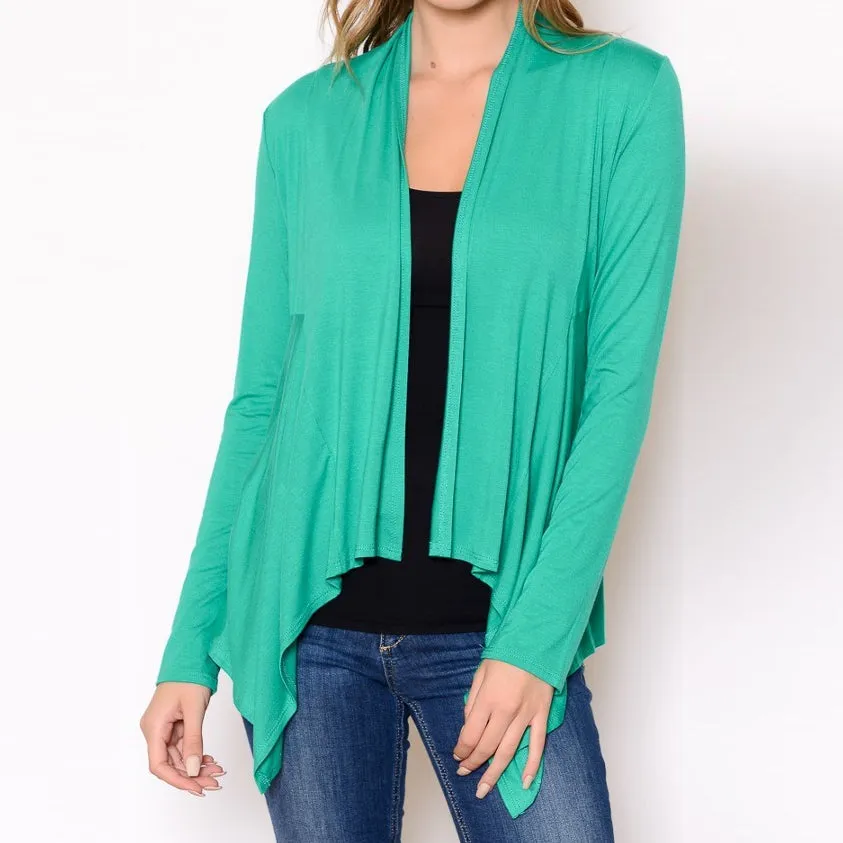 Open Draped Cardigan in Green