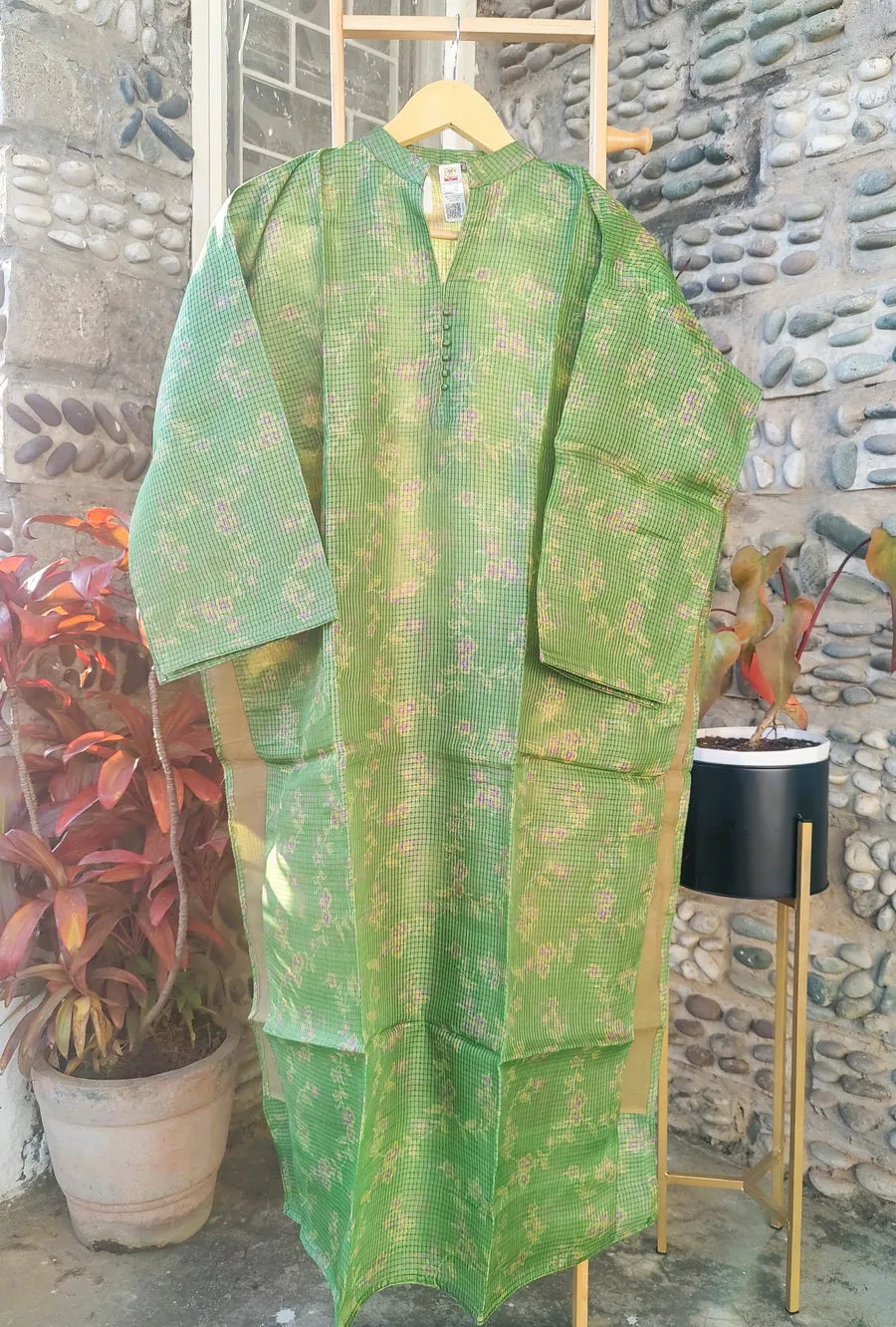 PARROT GREEN PURE SILK KURTA