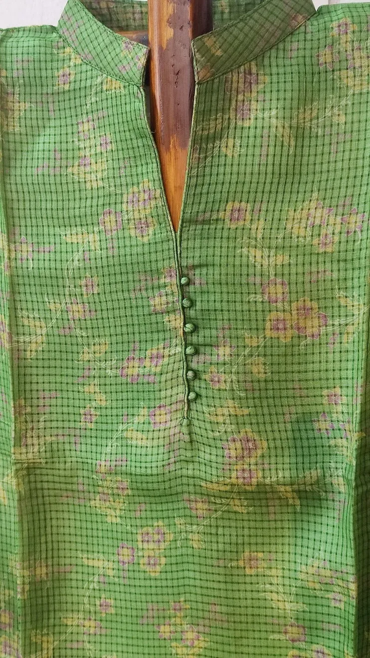 PARROT GREEN PURE SILK KURTA