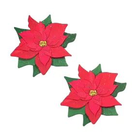 Pastease Christmas Winter Poinsettia Red & Green Nipple Pasties