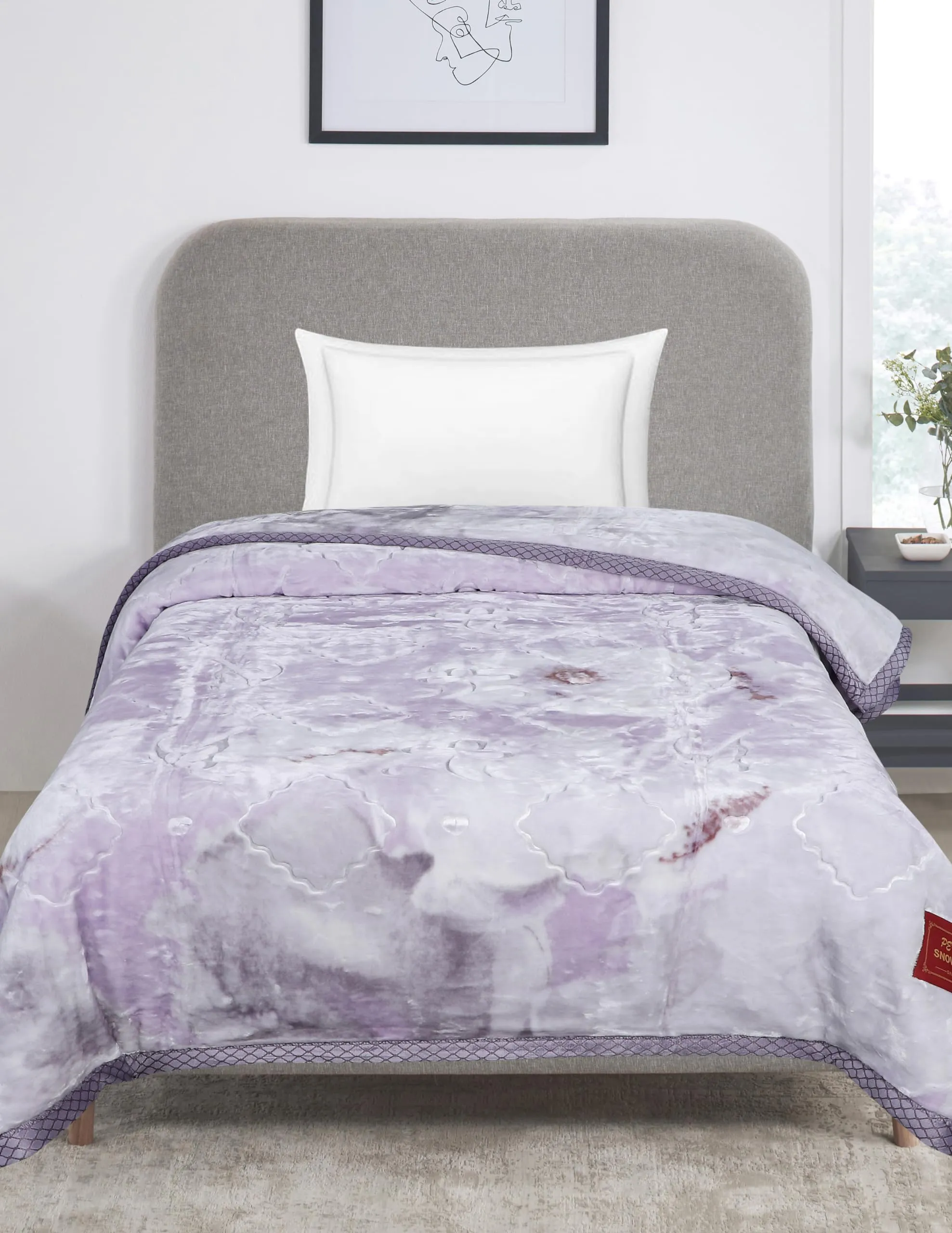 Petals Dreams Blanket Single Bed for Heavy Winter, 900 GSM, 2 Ply, Cloudy Mink Blanket (160x220 cm) (Light Purple)