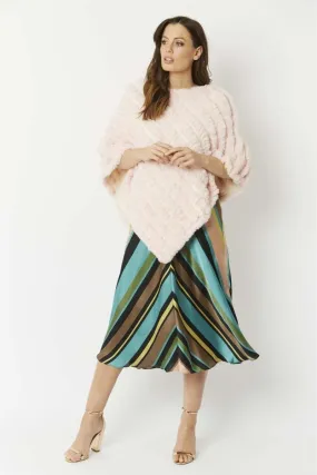 Pink Cashmere Blend Faux Fur Poncho