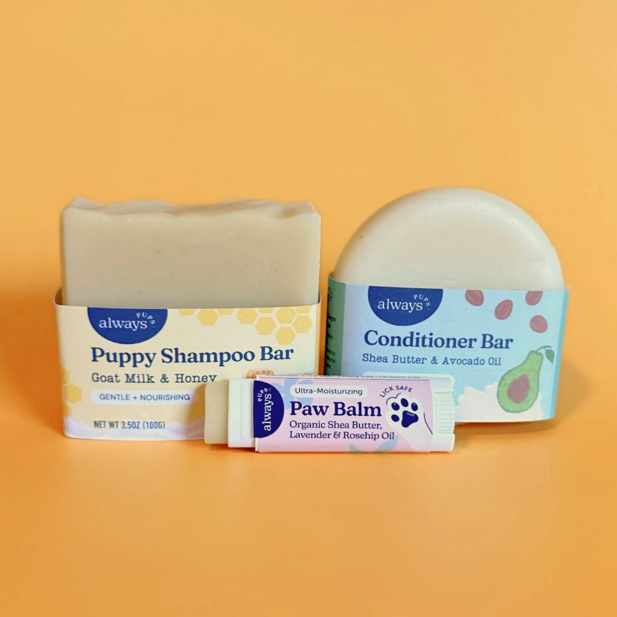 Puppy Shampoo and Conditioner Bar Set with Paw Balm