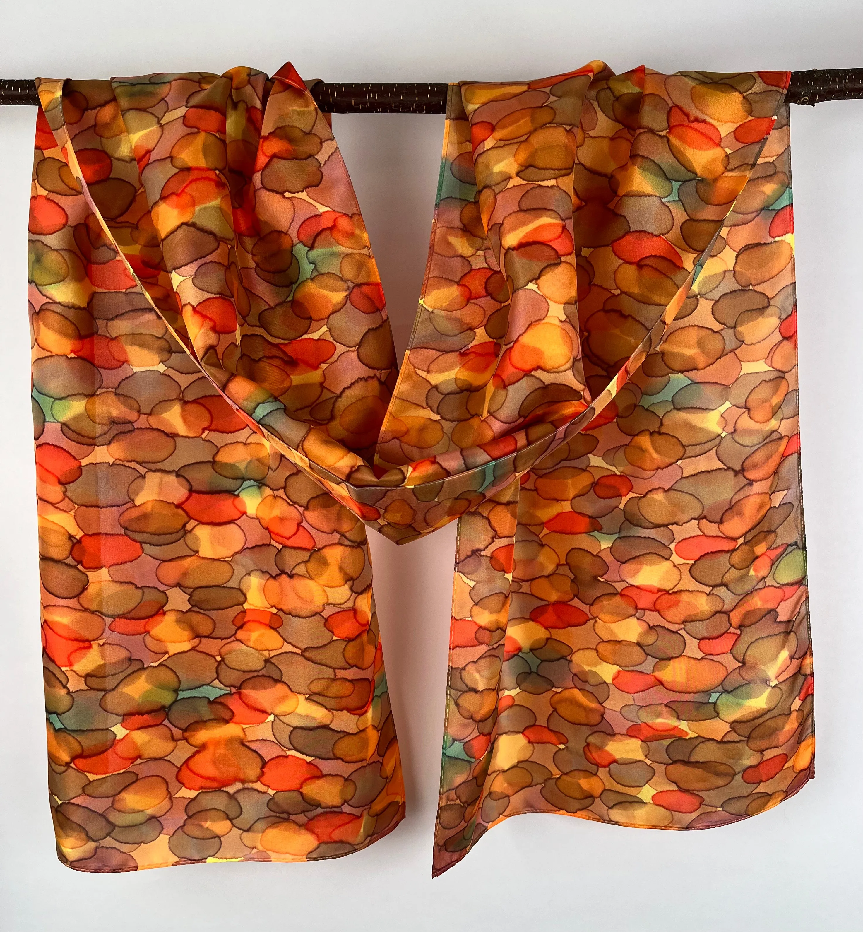 "Autumn Woods" - Hand-dyed Silk Scarf - $125