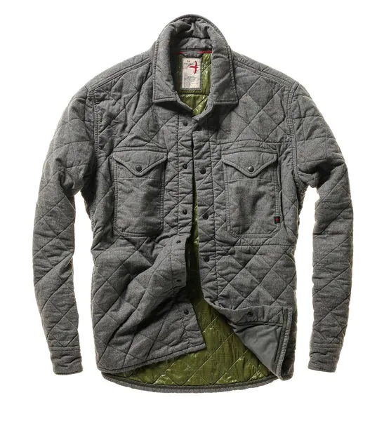 Relwen Tick Weave Shirt Jacket in Dark Grey