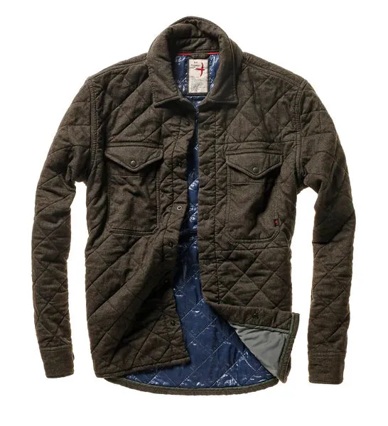 Relwen Tick Weave Shirt Jacket in Dark Loden