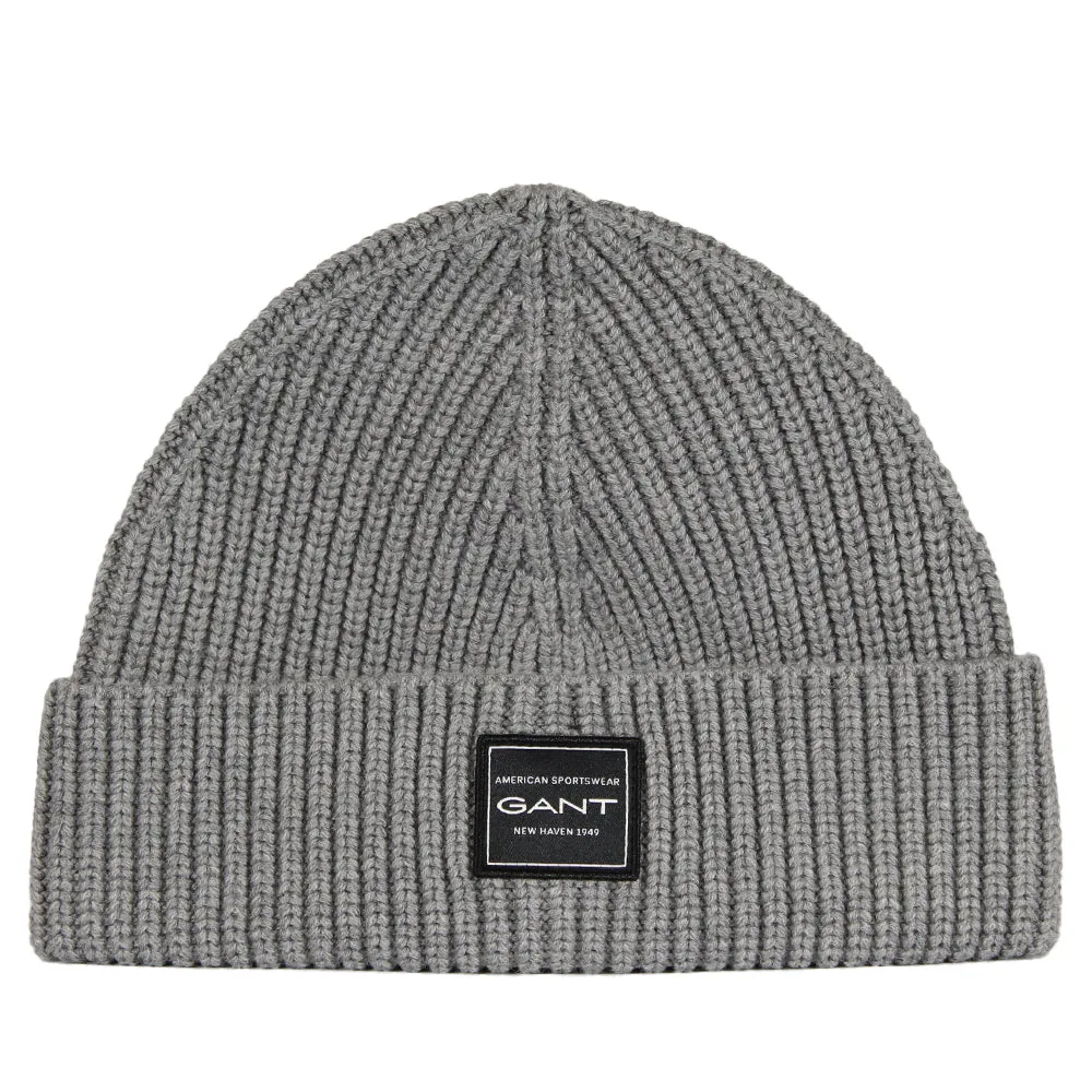 Ribbed Cotton Beanie, Grey