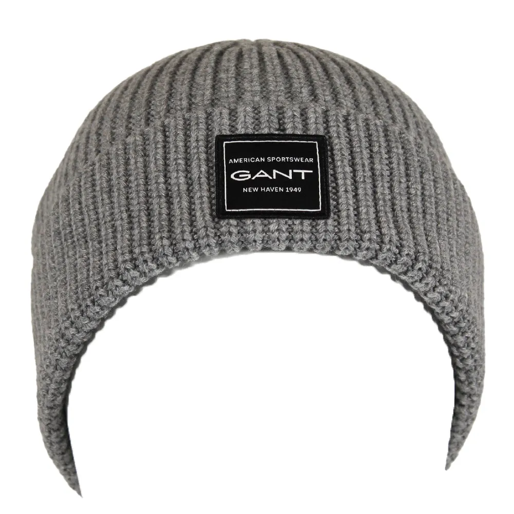 Ribbed Cotton Beanie, Grey