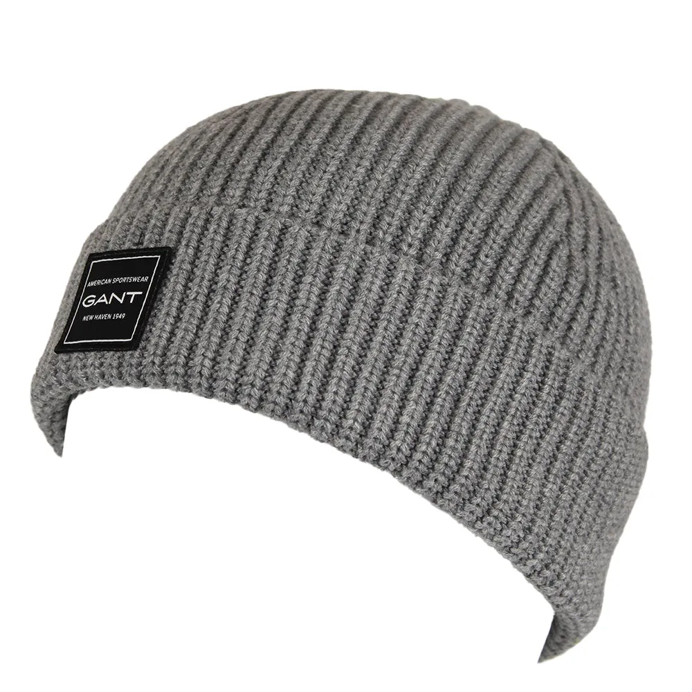 Ribbed Cotton Beanie, Grey