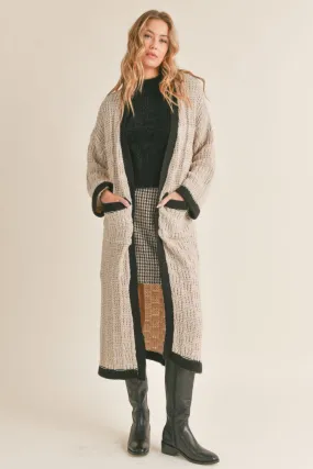 Sadie & Sage Zenni Textured Knit Long Cardigan in Taupe