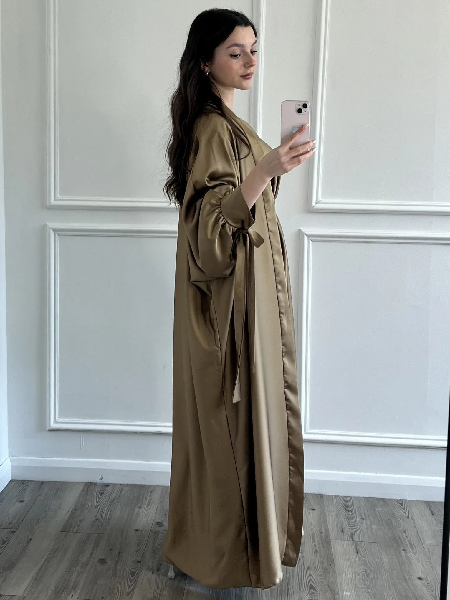 Satin Abaya - Light Tan