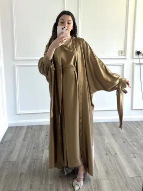 Satin Abaya - Light Tan