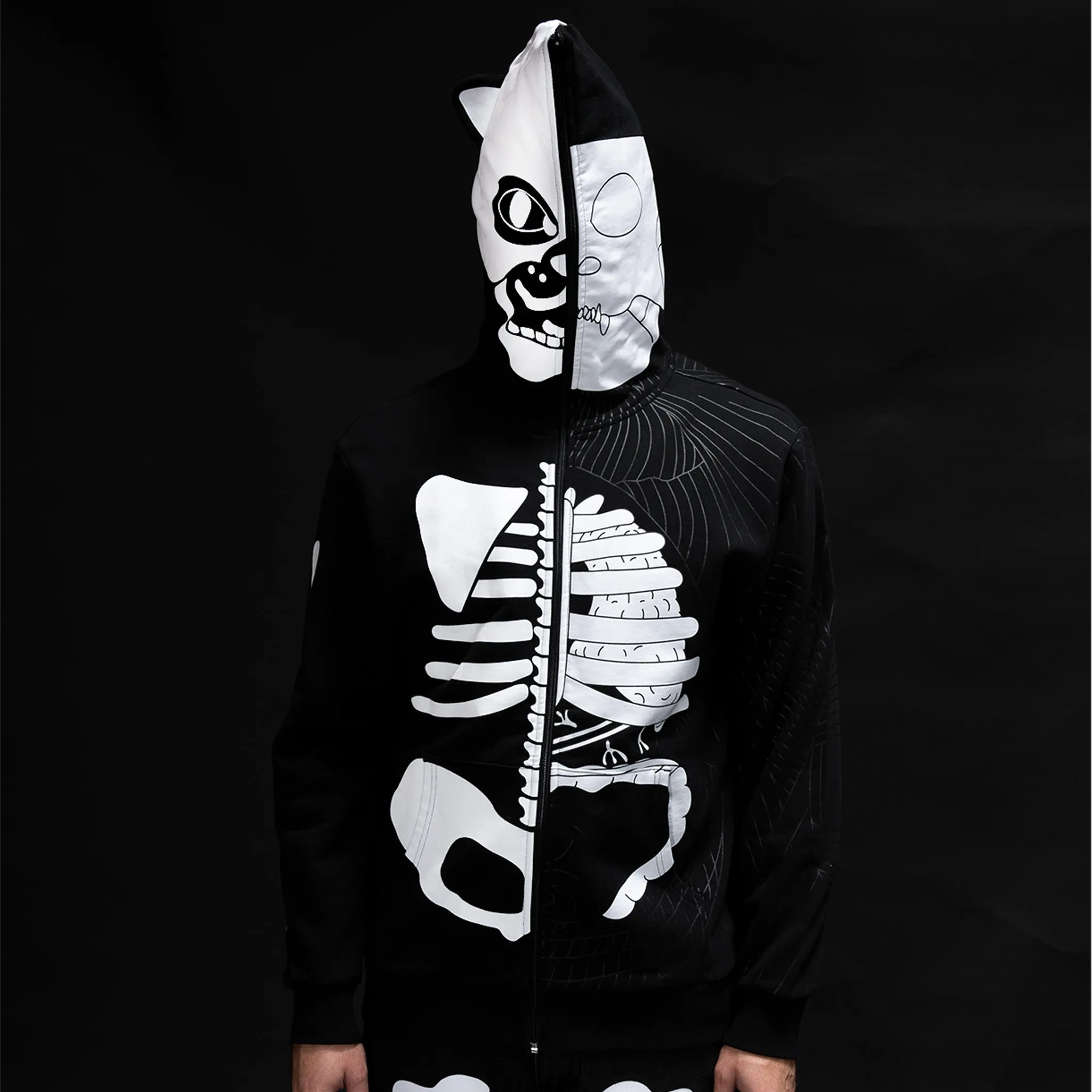 Skelly Anatomy Full Zip Hoodie (Black/White)