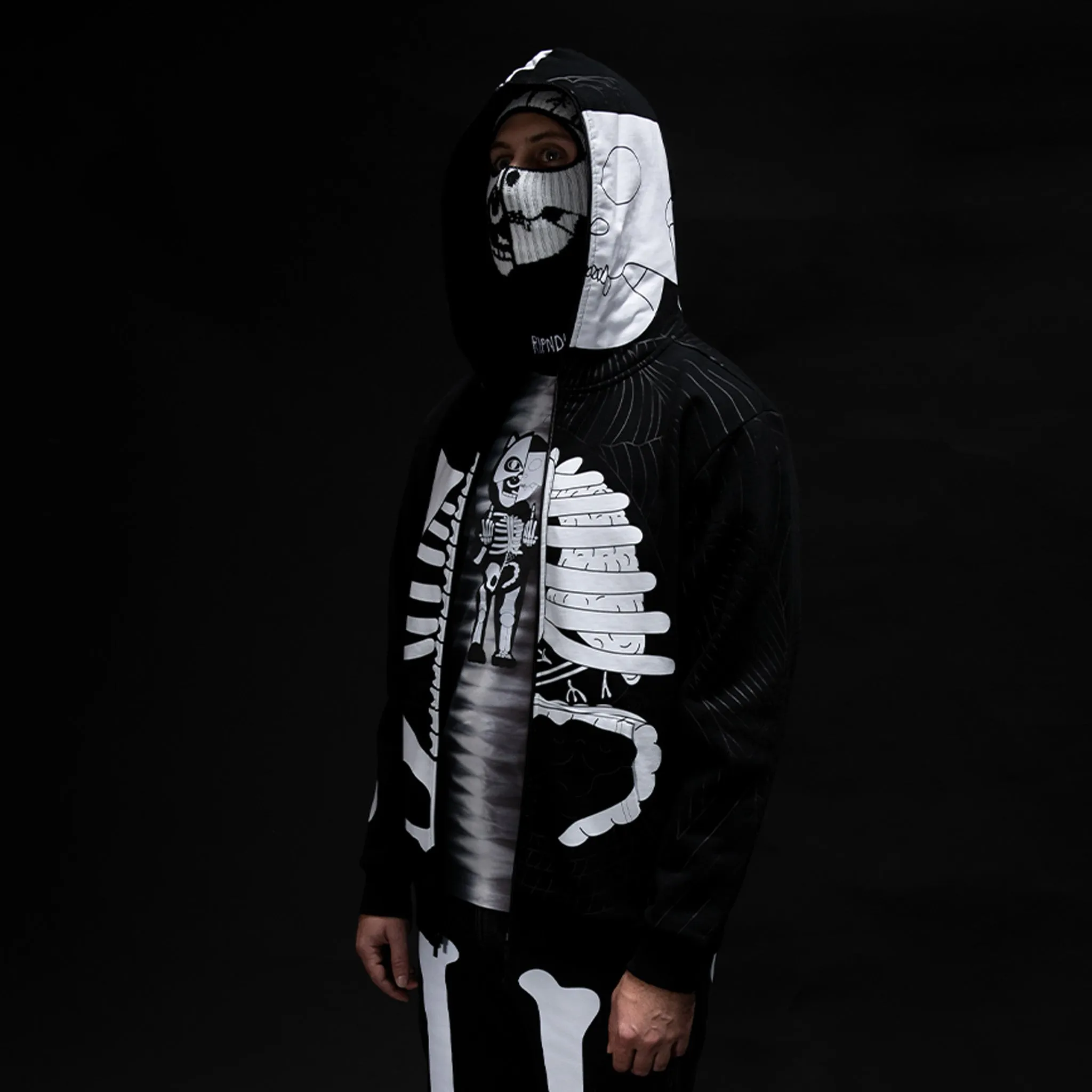 Skelly Anatomy Full Zip Hoodie (Black/White)