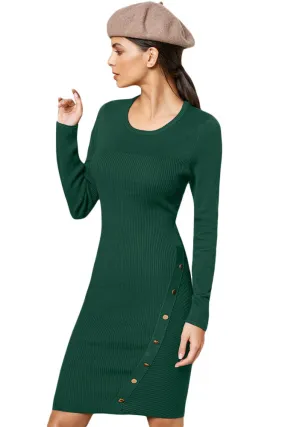 Slim Fit Button Detail Sweater Dress