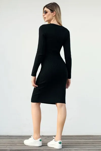 Slim Fit Button Detail Sweater Dress