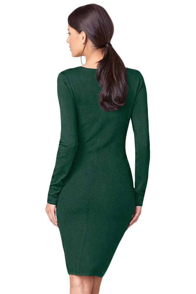 Slim Fit Button Detail Sweater Dress