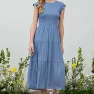 Smocked Tiered Midi Dress