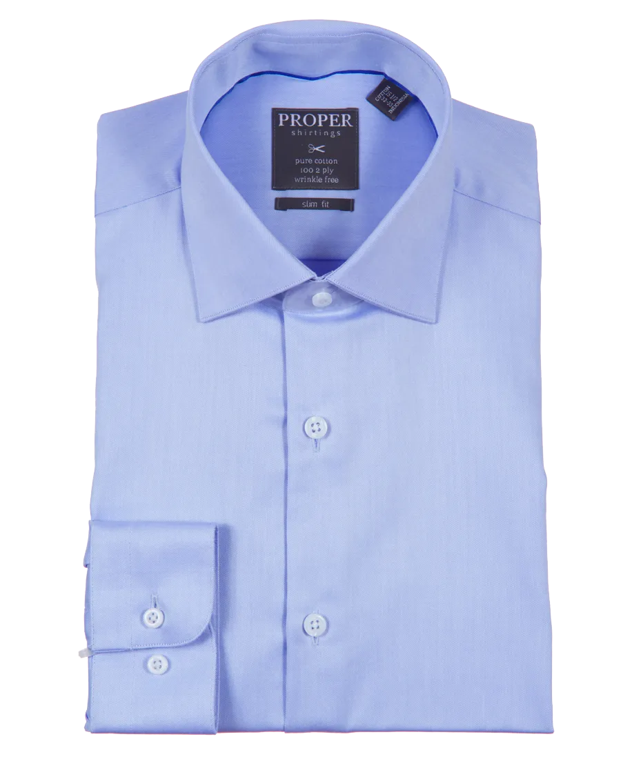 Solid Alaskan Blue Slim Fit Cotton Shirt