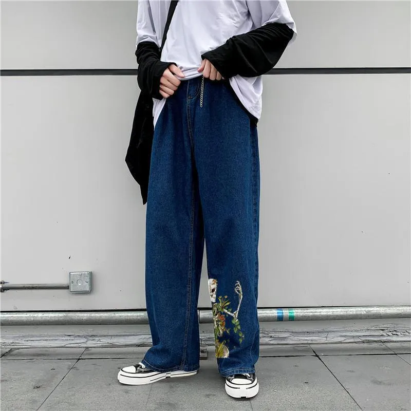 Spoof skull street style denim pants