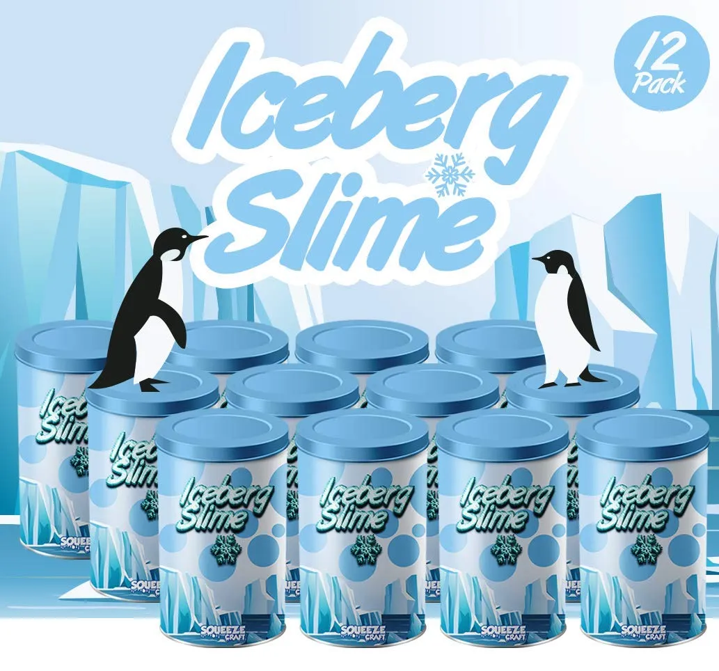 Squeeze Craft Iceberg Slime - Pack of 12 Snowy Sludgy Gooey Fidget Kit for Sensory