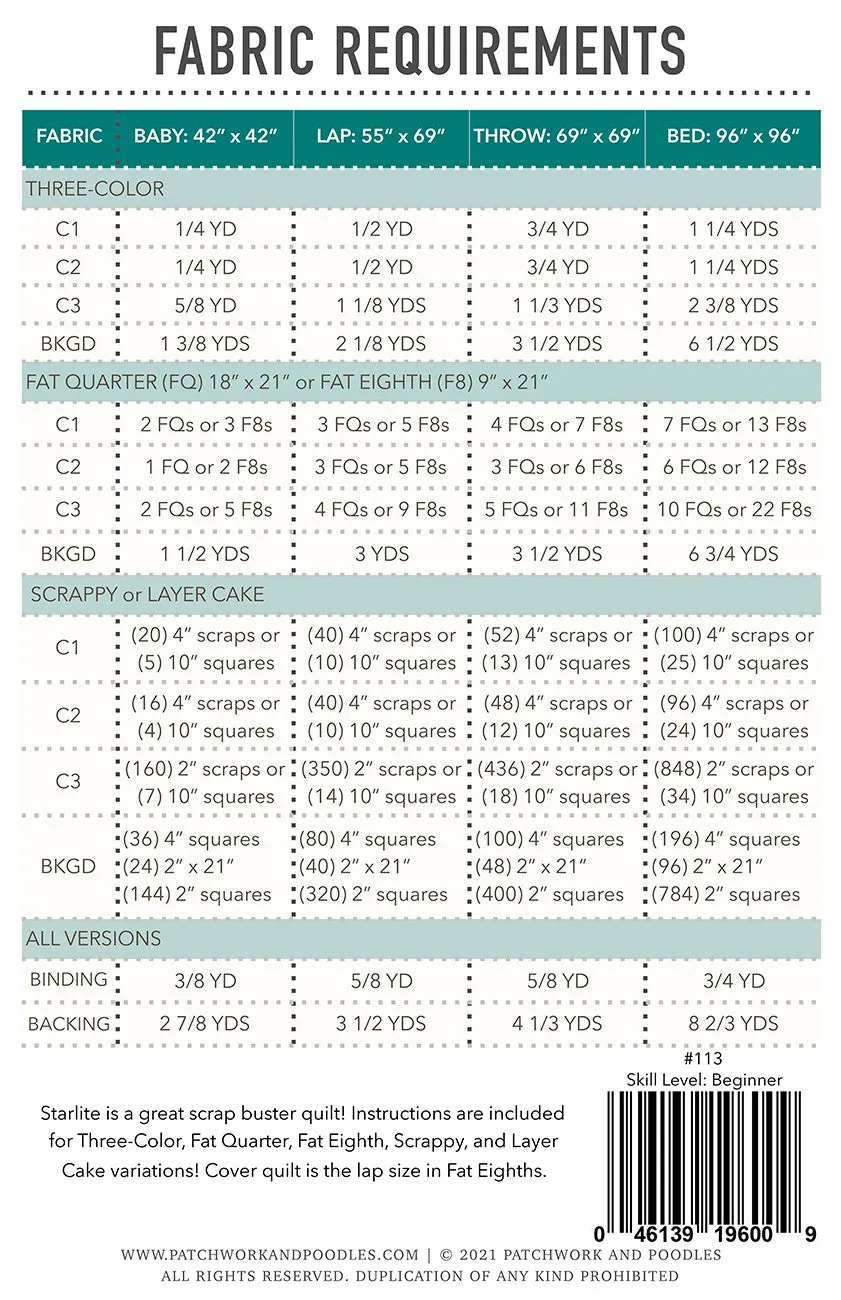 Starlite Quilt Pattern