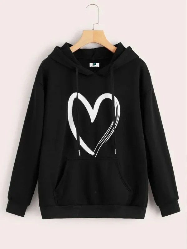 SXV  'BIG HEART’ Printed Cool Aesthetic Sweatshirt Hoodie