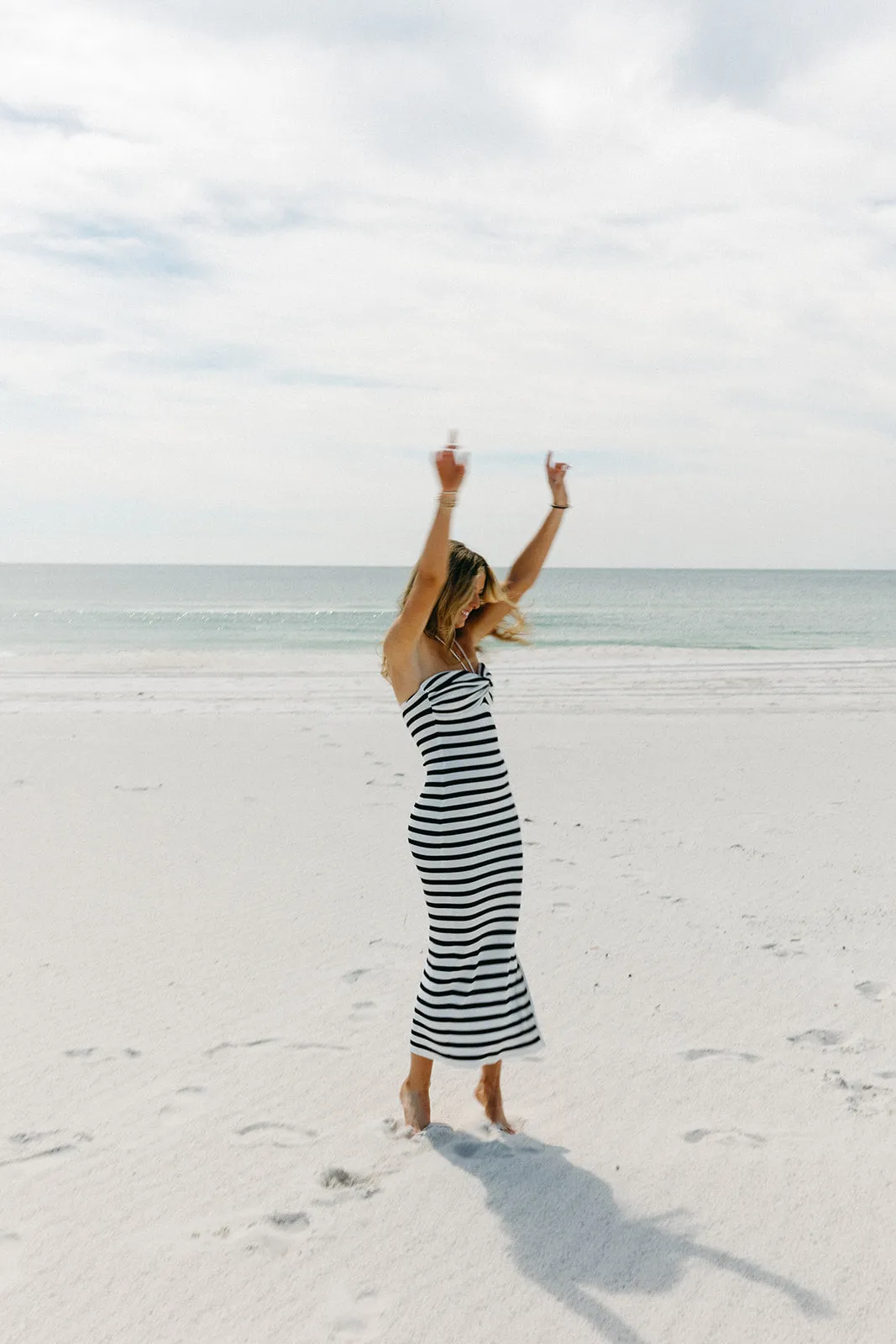 Take Chances Striped Dress -White/Black