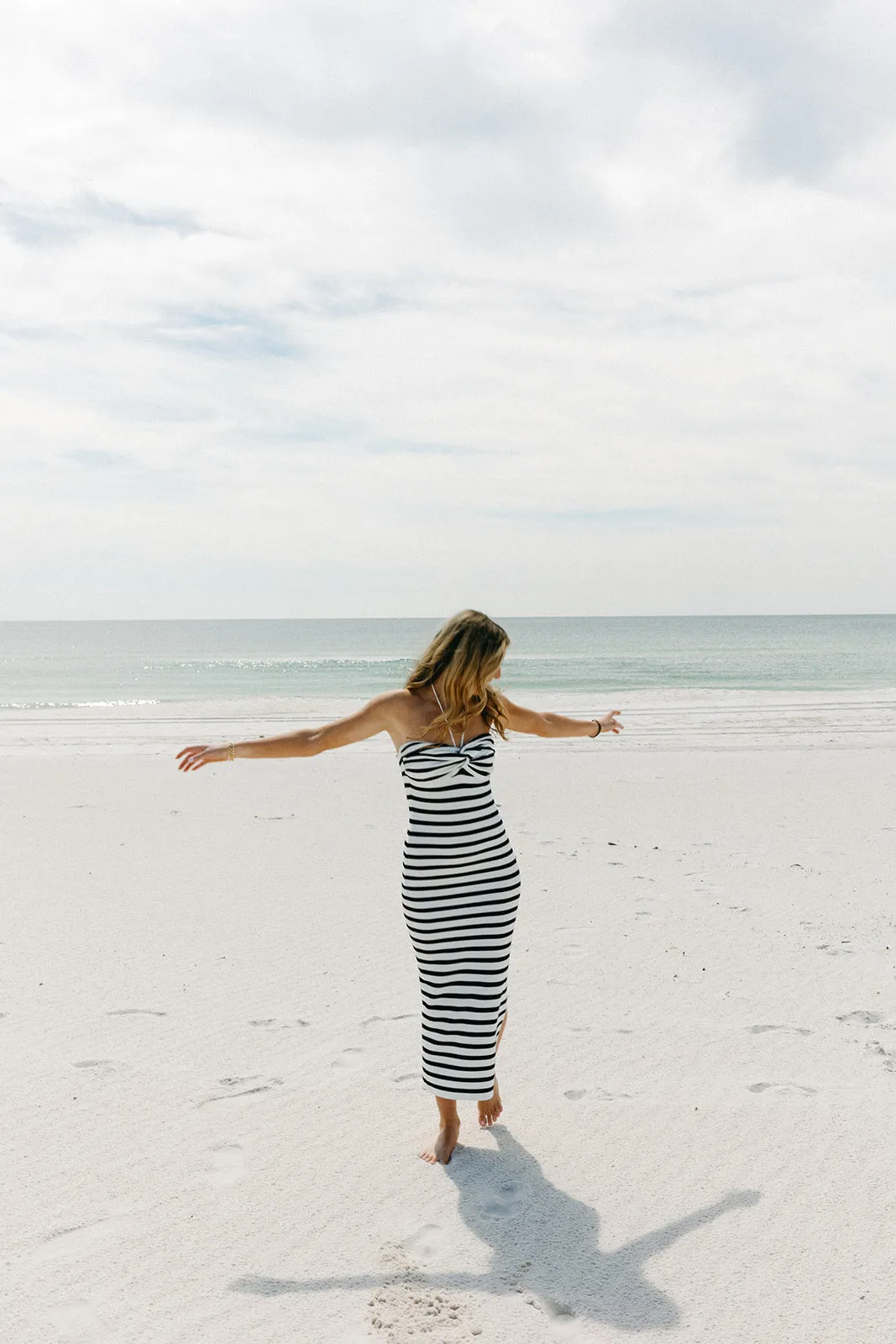 Take Chances Striped Dress -White/Black