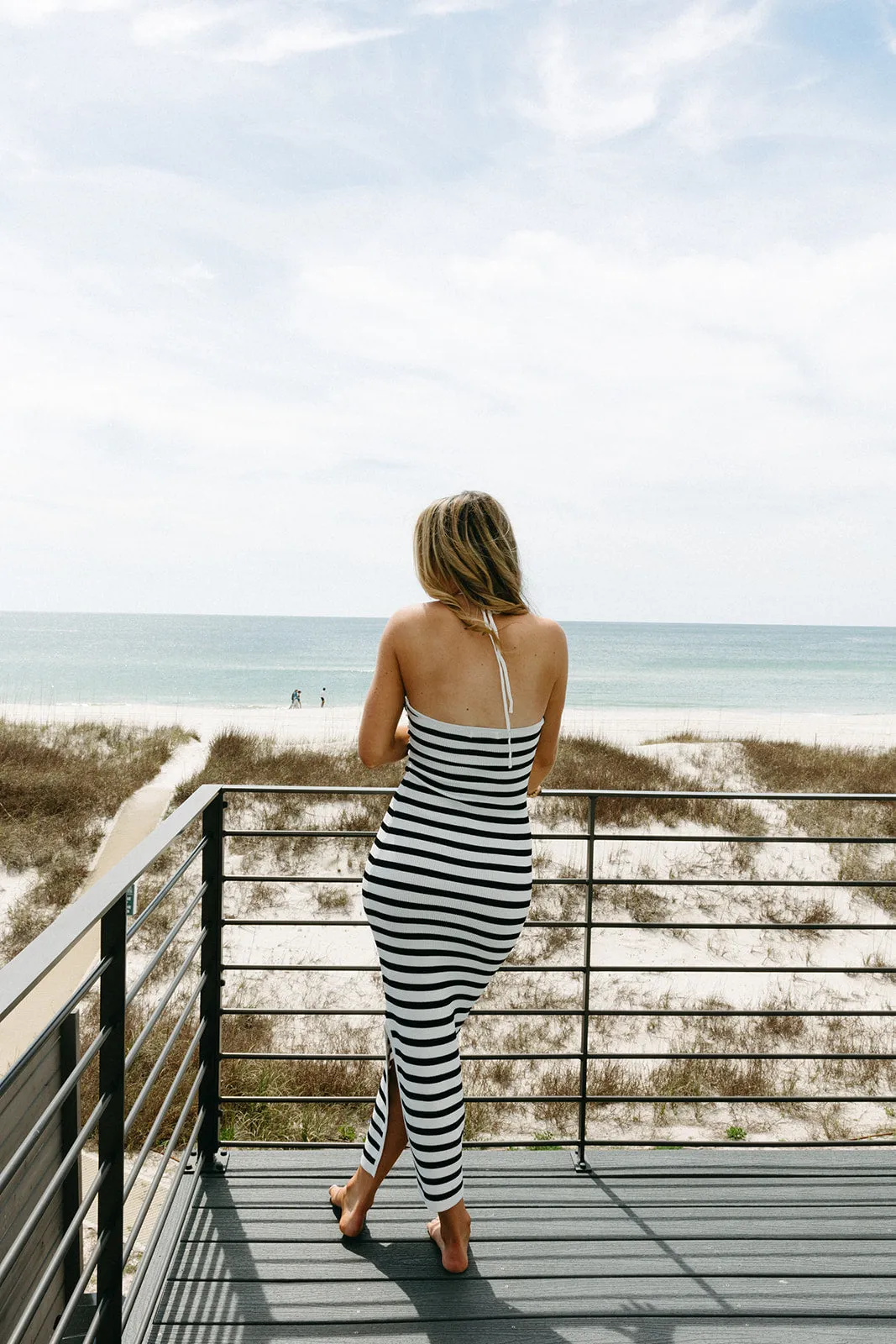 Take Chances Striped Dress -White/Black